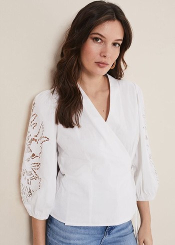 Phase Eight Kacey Broderie Shirts White Canada | SNIMFE-254